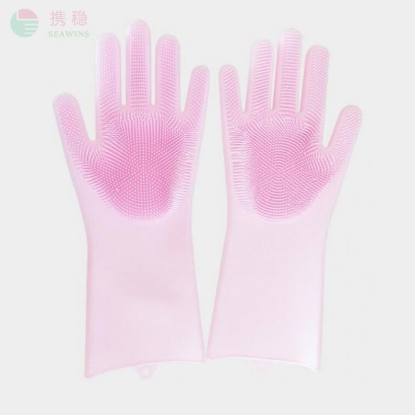 硅胶清洁手套粉色